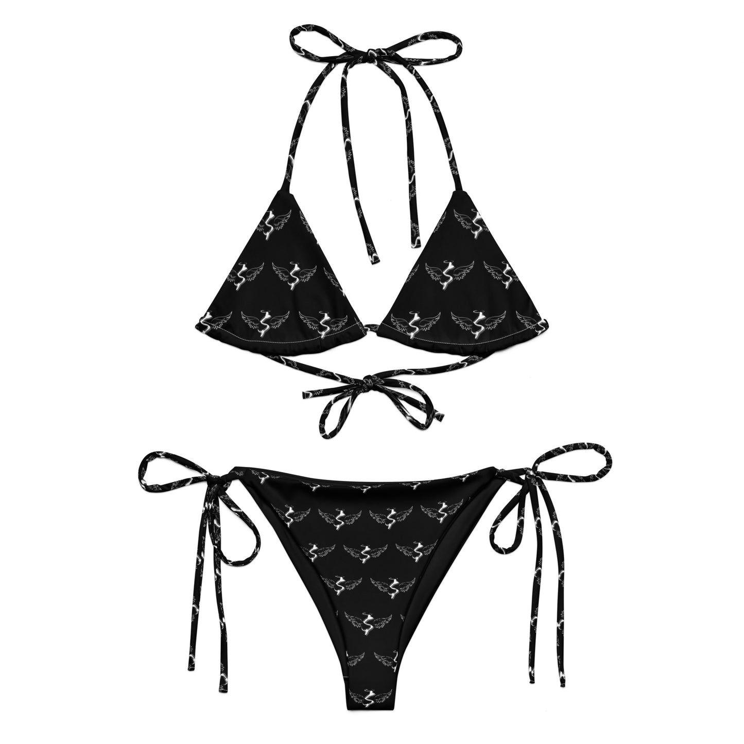 Success Object Pattern Logo Recycled String Bikini