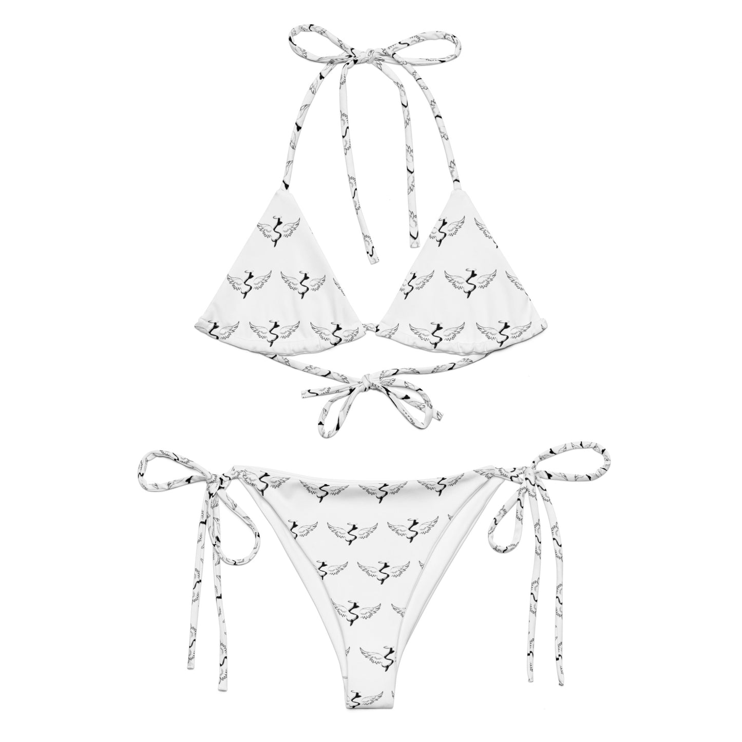 Success Object Pattern Logo Recycled String Bikini