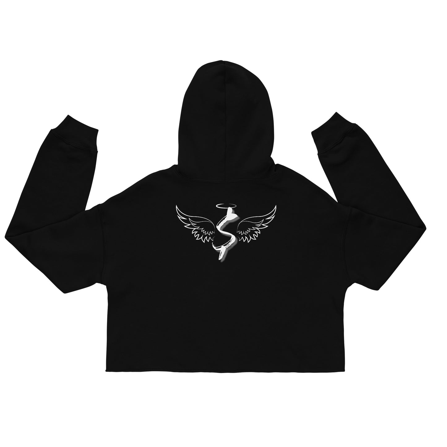 Success Object Winged Logo Crop Hoodie Black